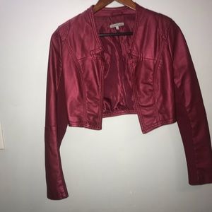 VEGAN LEATHER BURGUNDY JACKET